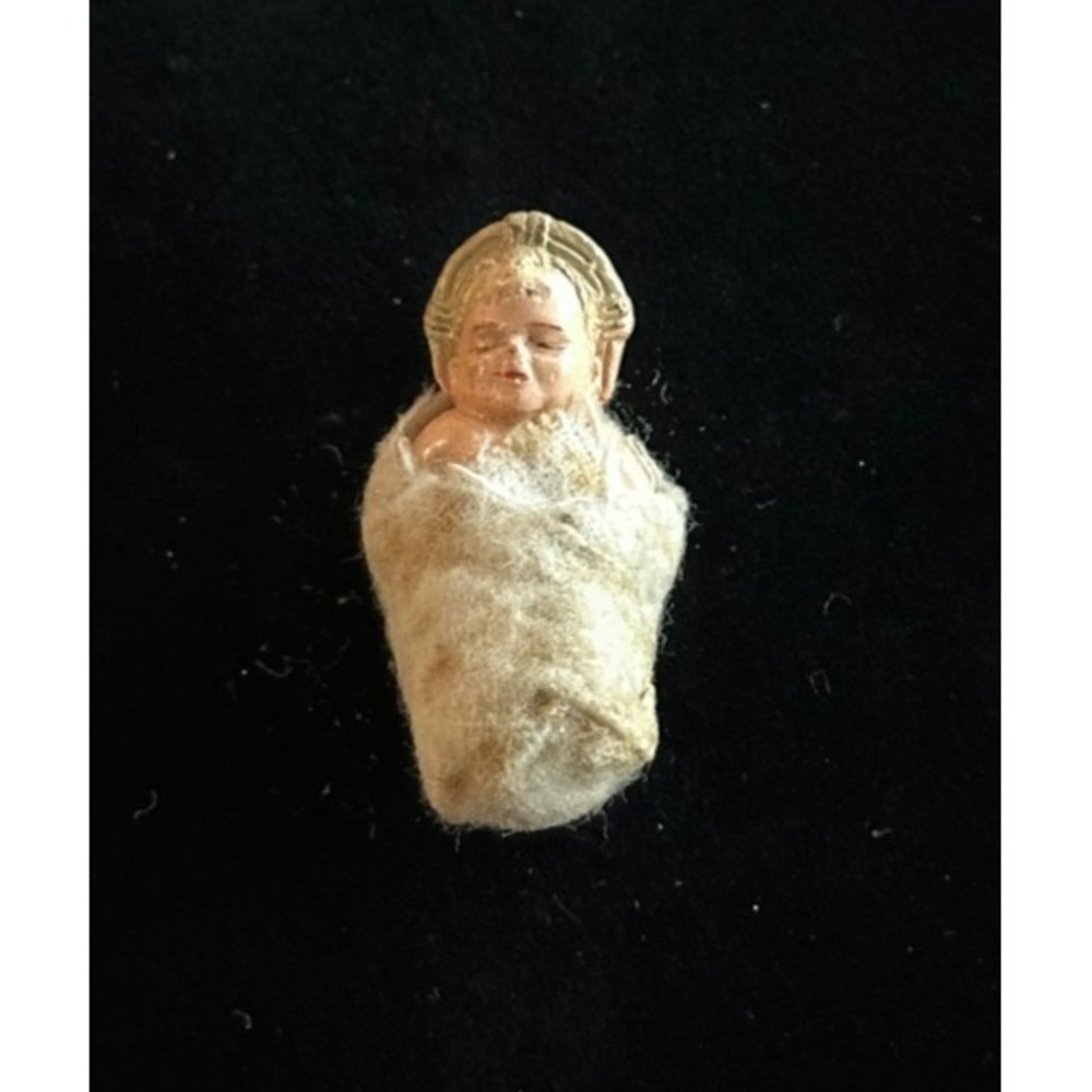 Antique Japan Bisque 2'' Wrapped Baby Jesus‎ (?) Nativity Replacement